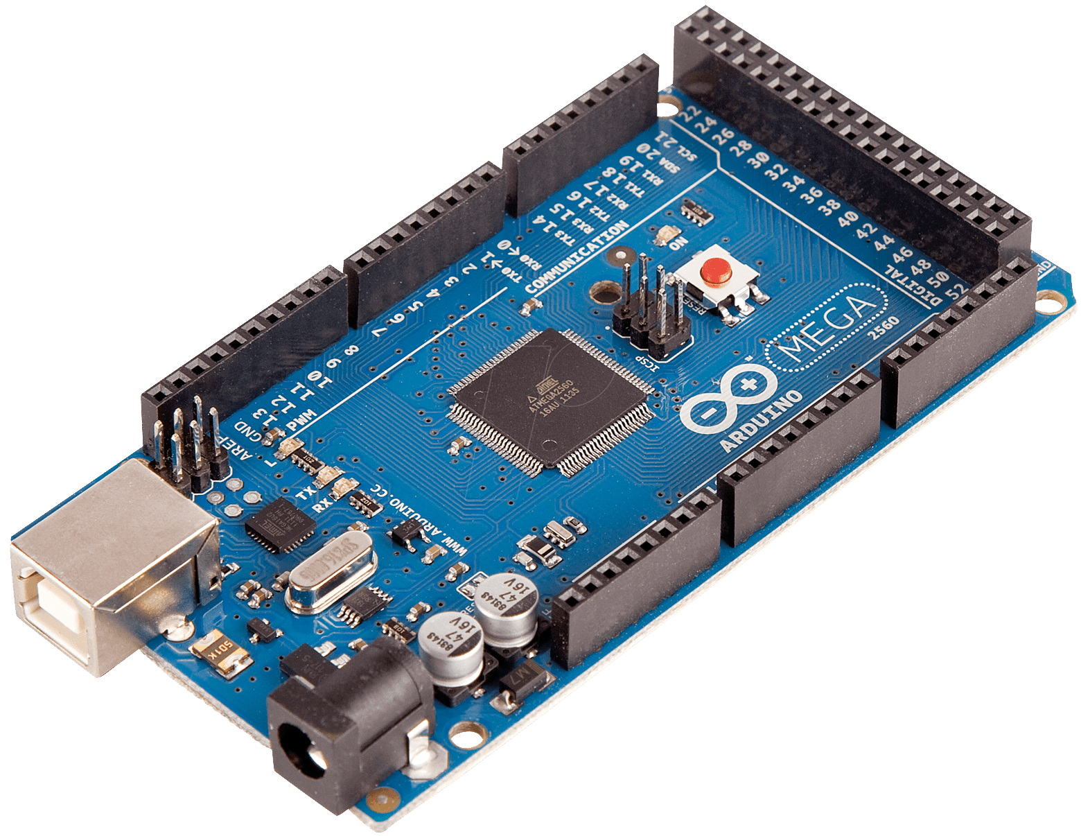 The Arduino ATMega2560 micro-controller board.