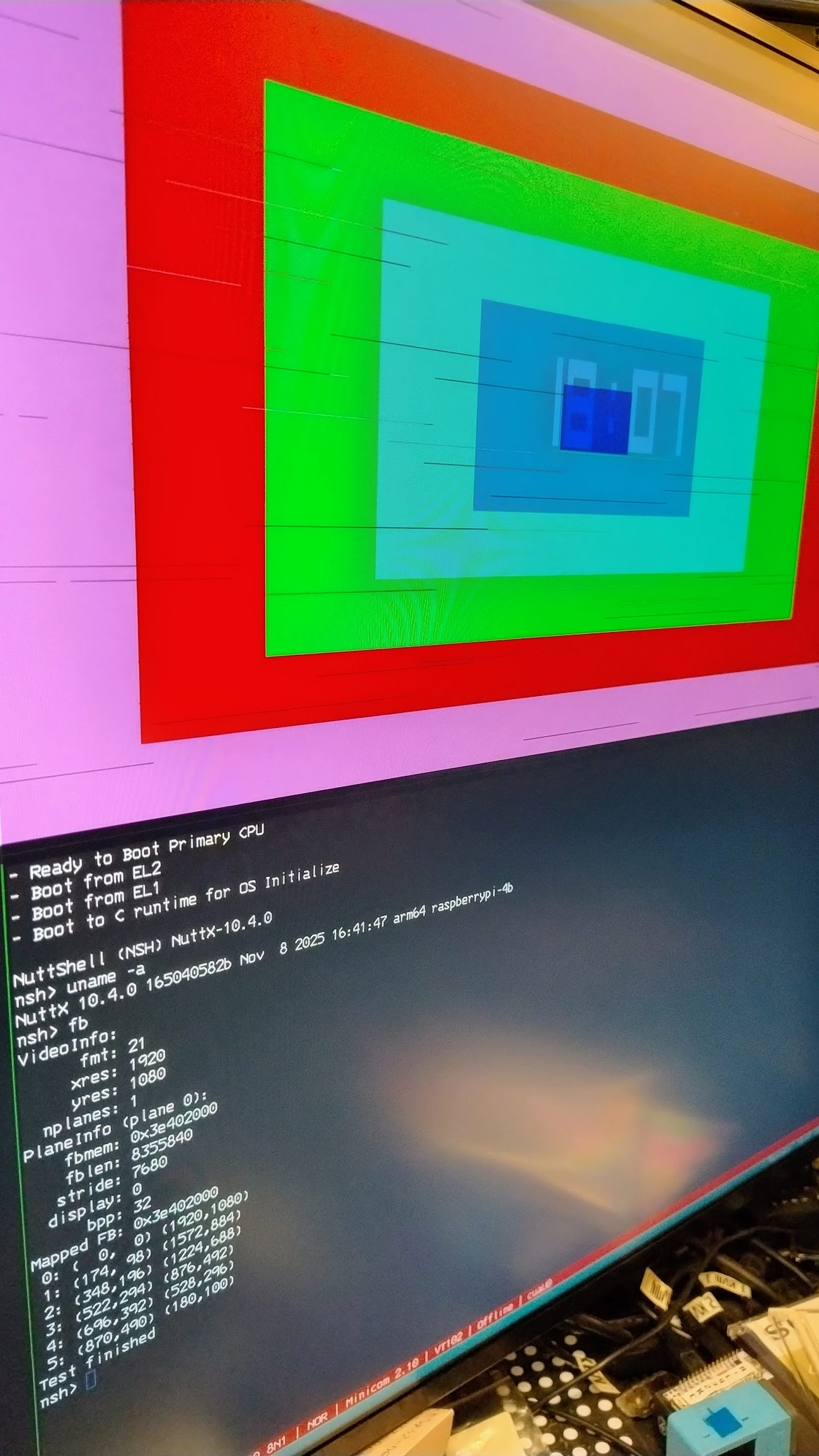 The framebuffer example output, but with skipped pixels.