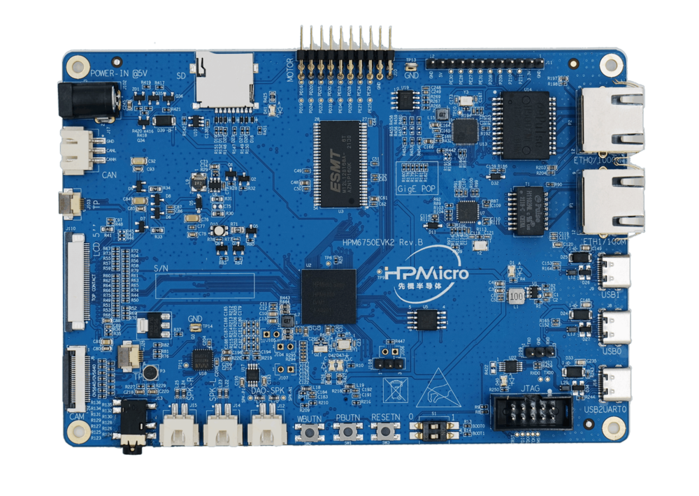 The HPM6750EVK2 development board.