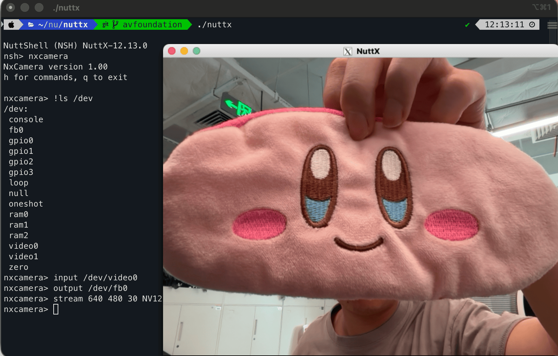 nxcamera running on the macOS SIM platform