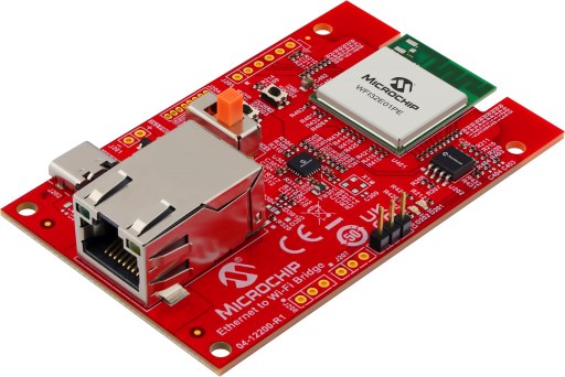 The Microchip EV49N51A Ethernet to Wi-Fi Bridge board